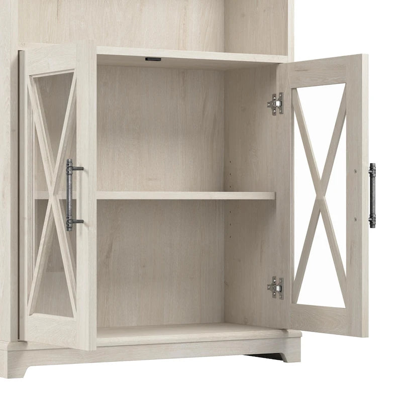 Bücherregale im Landhausstil mit 5 Fächern und Glastüren, 2er-Set