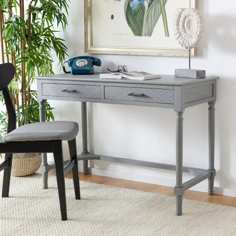 Traditional 2-Drawer Desk with Herringbone Drawer Fronts