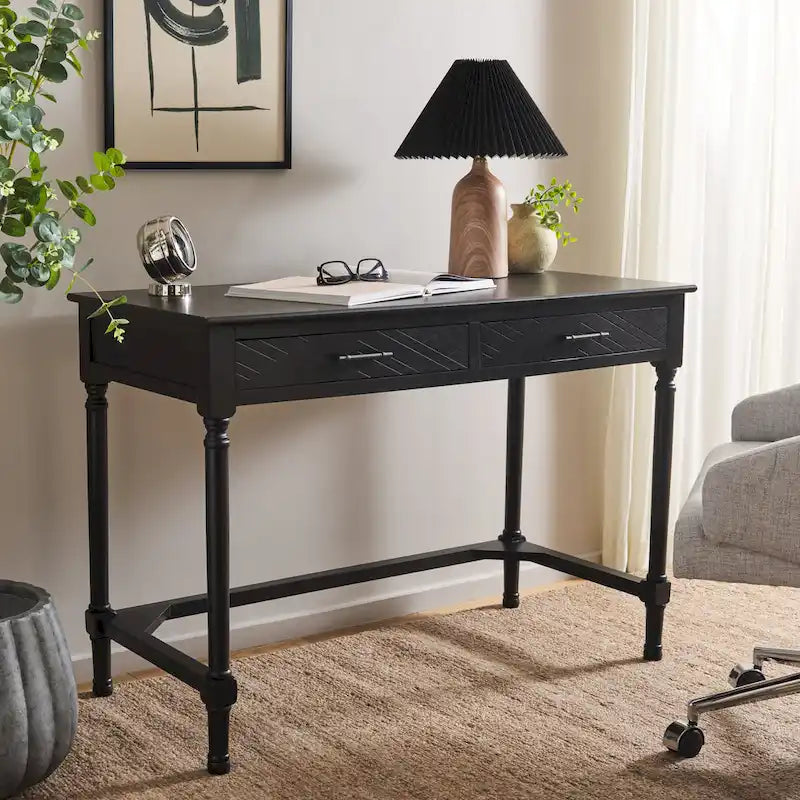 Traditional 2-Drawer Desk with Herringbone Drawer Fronts