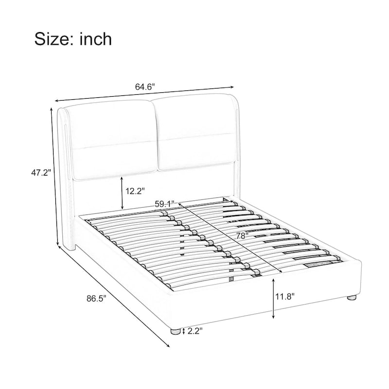 King-Size Hydraulic Lift Storage Bed with Sensor Nightlight