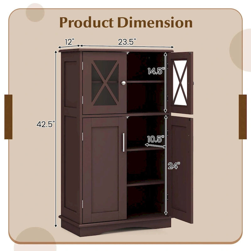 Badezimmerschrank mit Glastüren und verstellbaren Einlegeböden