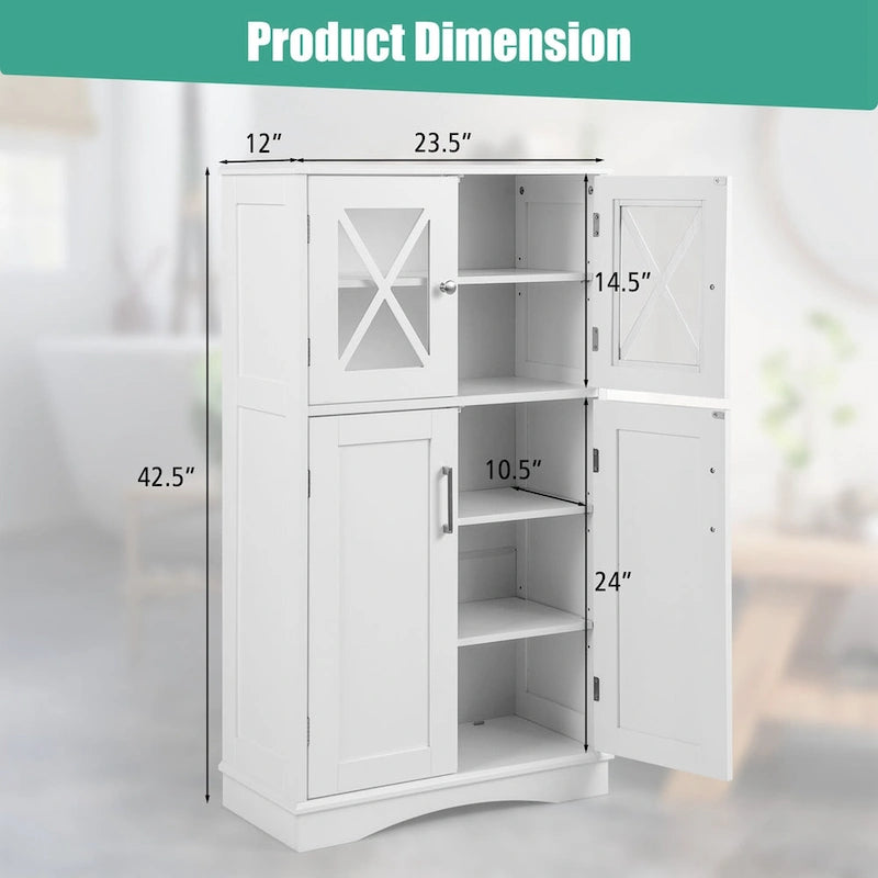 Badezimmerschrank mit Glastüren und verstellbaren Einlegeböden