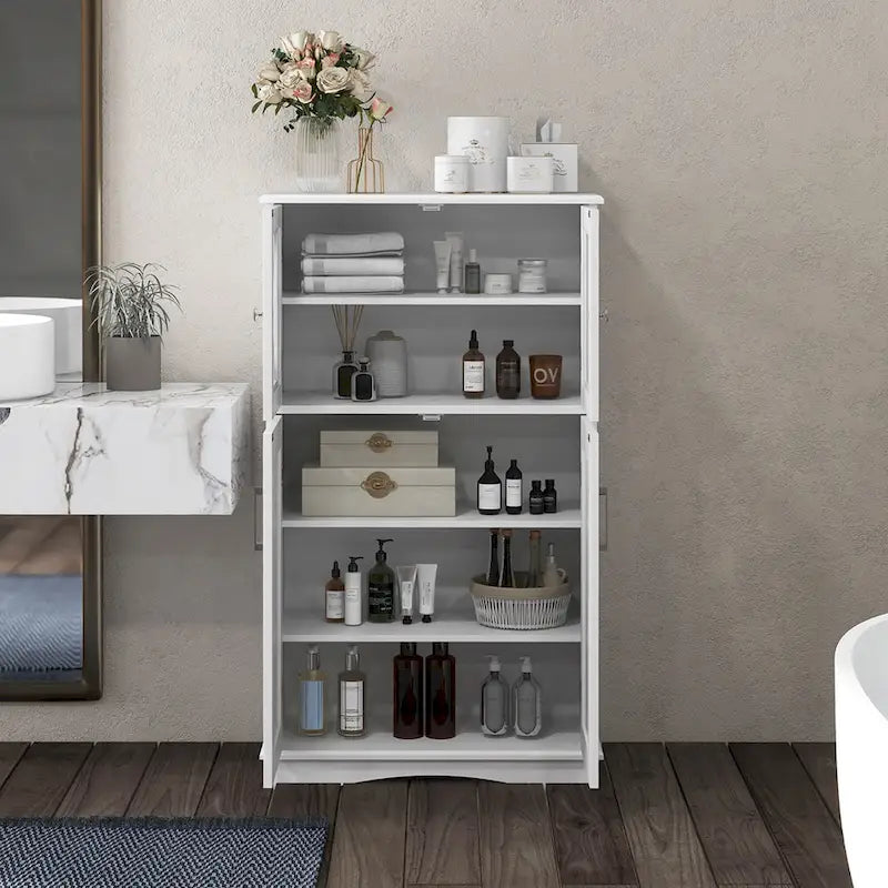 Badezimmerschrank mit Glastüren und verstellbaren Einlegeböden