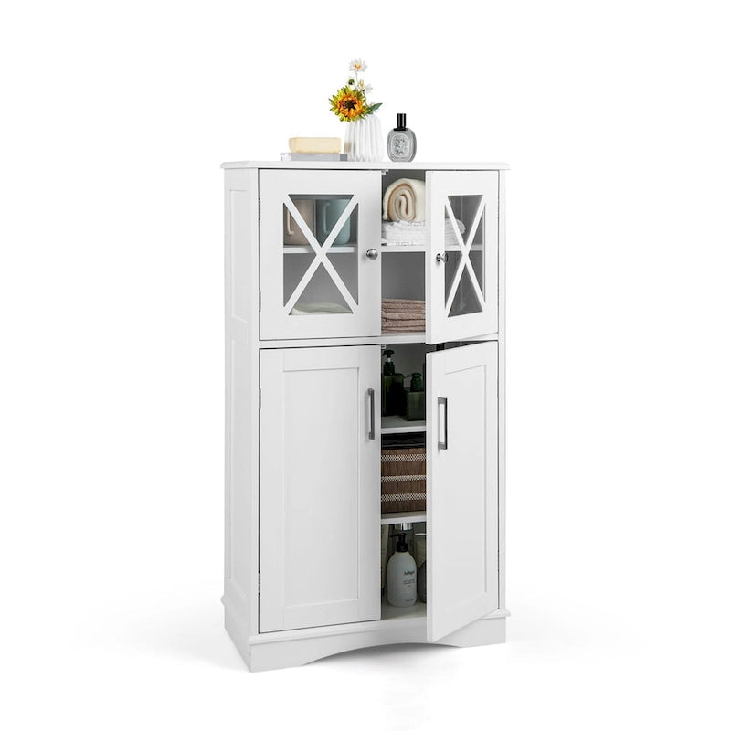 Badezimmerschrank mit Glastüren und verstellbaren Einlegeböden