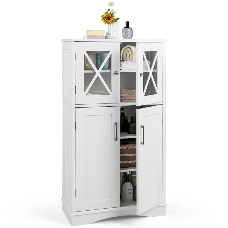 Badezimmerschrank mit Glastüren und verstellbaren Einlegeböden