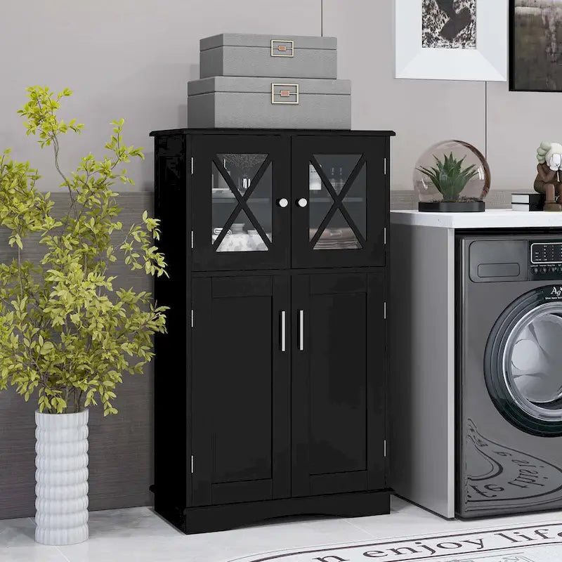 Badezimmerschrank mit Glastüren und verstellbaren Einlegeböden