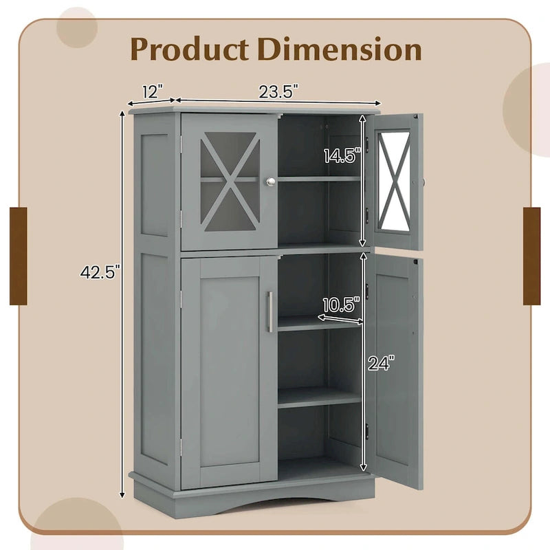 Badezimmerschrank mit Glastüren und verstellbaren Einlegeböden