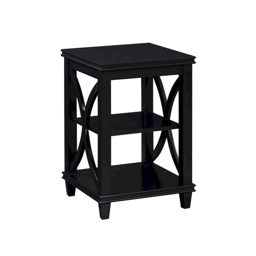 16-Inch Wood End Table with X-Shaped Sides and Storage Shelves