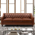 Transitional Genuine Leather Sofa with Nailhead Trim and Button-Tufted Back