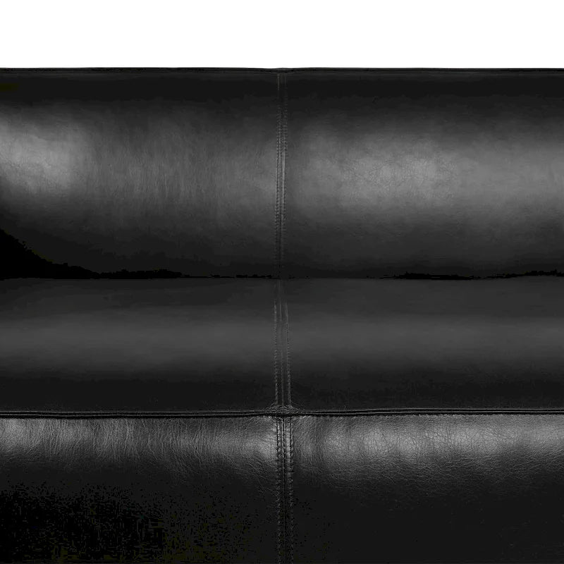 Dreisitziges Smoking-Sofa aus Kunstleder mit Beinen aus Birkenholz