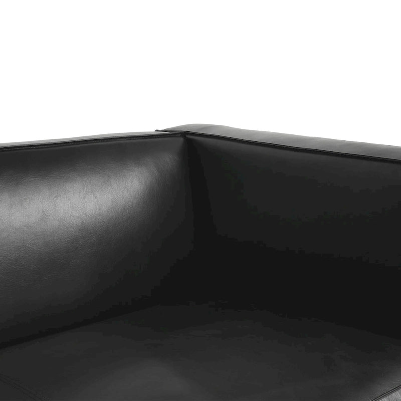 Dreisitziges Smoking-Sofa aus Kunstleder mit Beinen aus Birkenholz