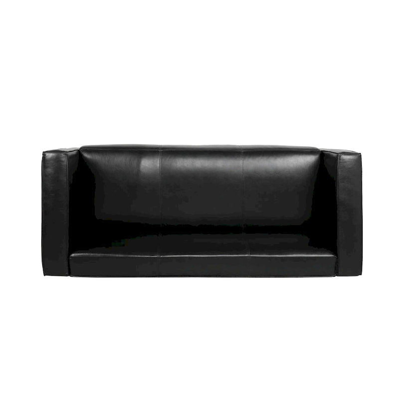 Dreisitziges Smoking-Sofa aus Kunstleder mit Beinen aus Birkenholz