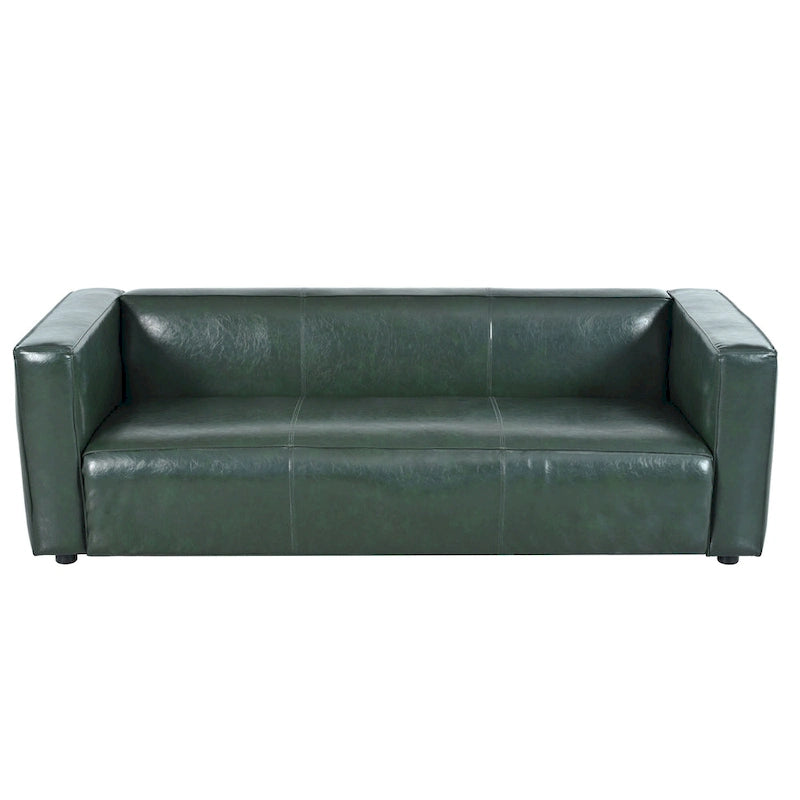 Dreisitziges Smoking-Sofa aus Kunstleder mit Beinen aus Birkenholz