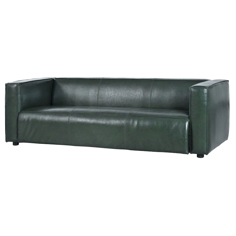 Dreisitziges Smoking-Sofa aus Kunstleder mit Beinen aus Birkenholz