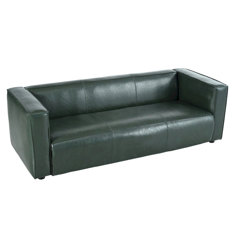 Dreisitziges Smoking-Sofa aus Kunstleder mit Beinen aus Birkenholz