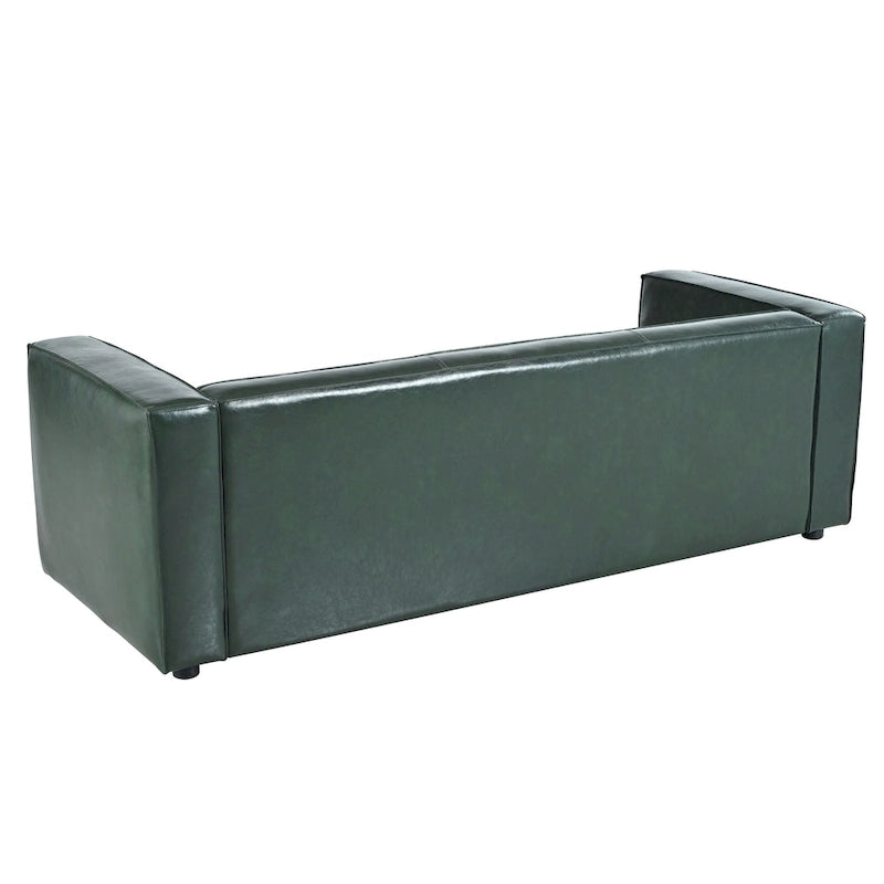 Dreisitziges Smoking-Sofa aus Kunstleder mit Beinen aus Birkenholz