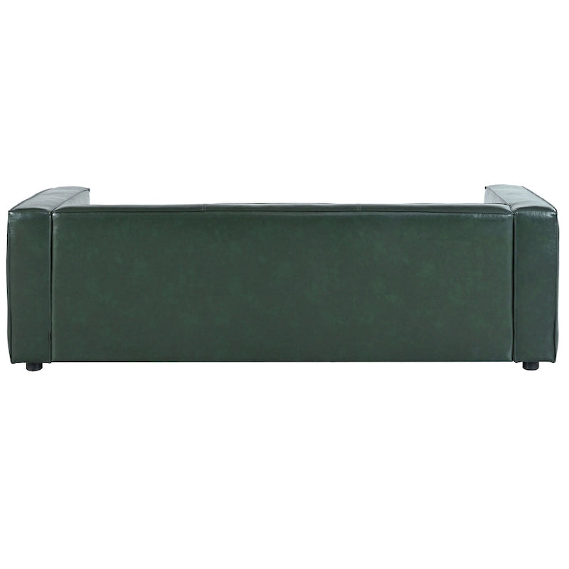 Dreisitziges Smoking-Sofa aus Kunstleder mit Beinen aus Birkenholz