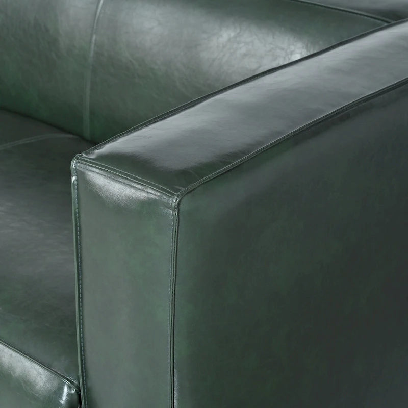 Dreisitziges Smoking-Sofa aus Kunstleder mit Beinen aus Birkenholz