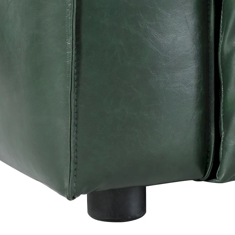 Dreisitziges Smoking-Sofa aus Kunstleder mit Beinen aus Birkenholz