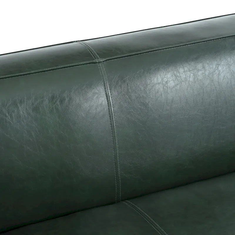 Dreisitziges Smoking-Sofa aus Kunstleder mit Beinen aus Birkenholz