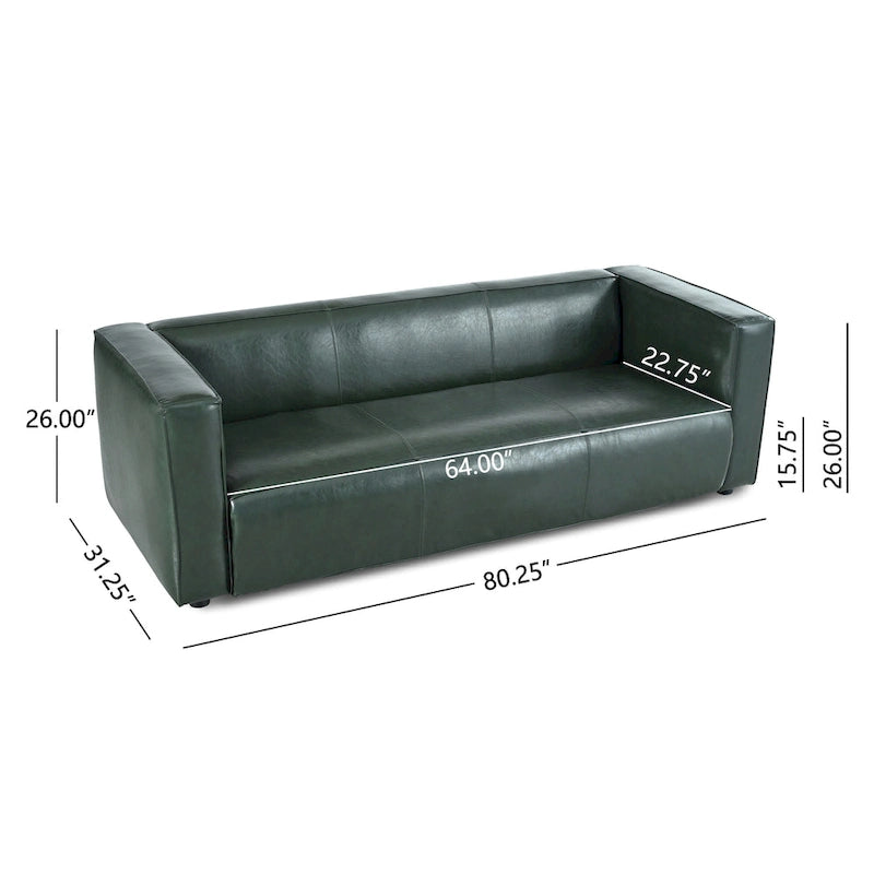 Dreisitziges Smoking-Sofa aus Kunstleder mit Beinen aus Birkenholz