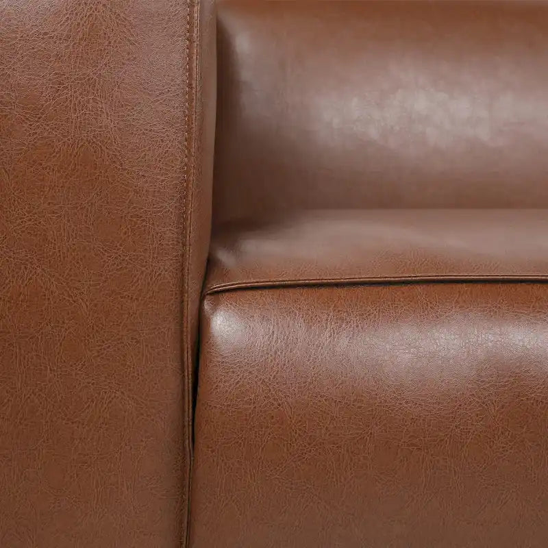 Dreisitziges Smoking-Sofa aus Kunstleder mit Beinen aus Birkenholz