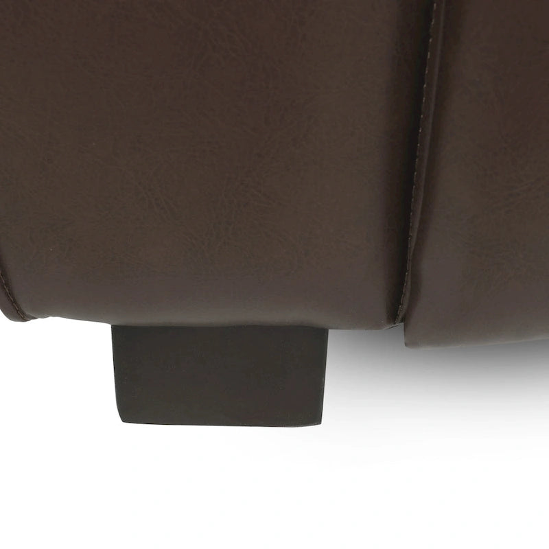 Dreisitziges Smoking-Sofa aus Kunstleder mit Beinen aus Birkenholz