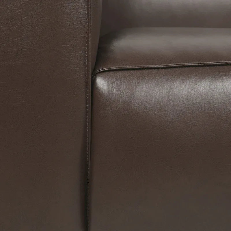 Dreisitziges Smoking-Sofa aus Kunstleder mit Beinen aus Birkenholz