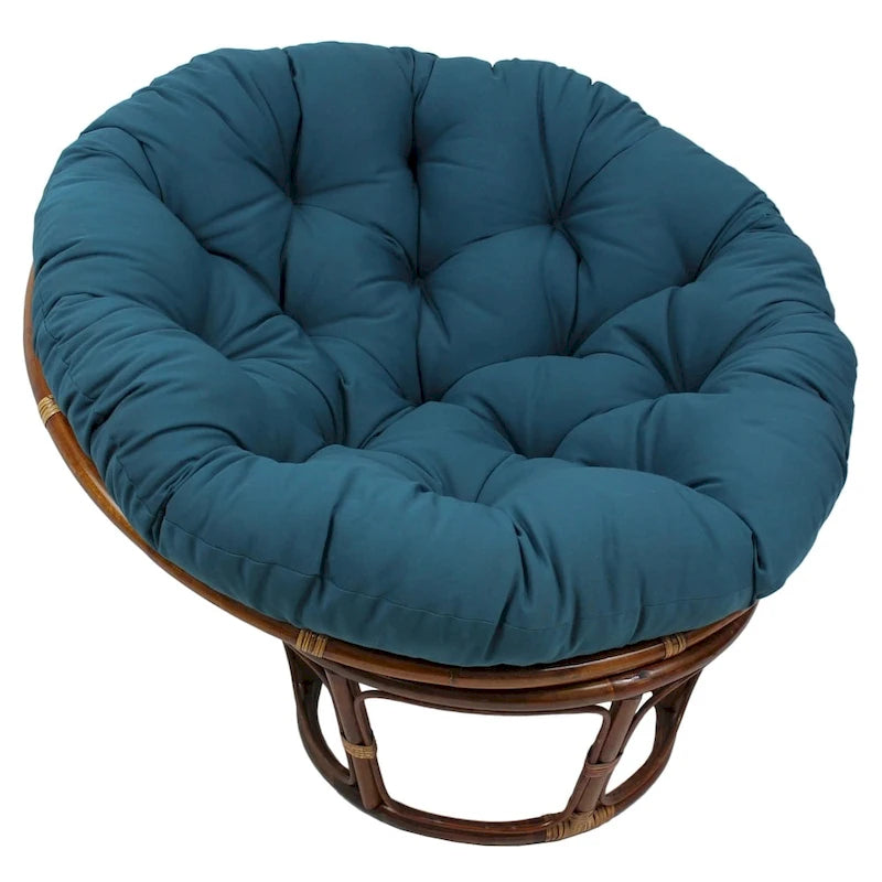 42-Inch Rattan Papasan Chair with Tufted Twill Cushion