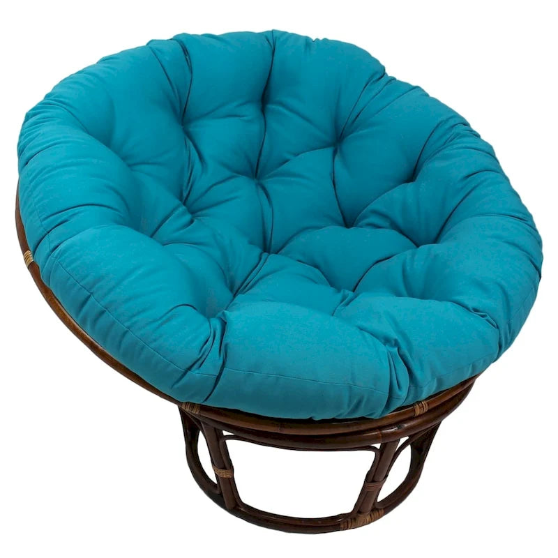 42-Inch Rattan Papasan Chair with Tufted Twill Cushion