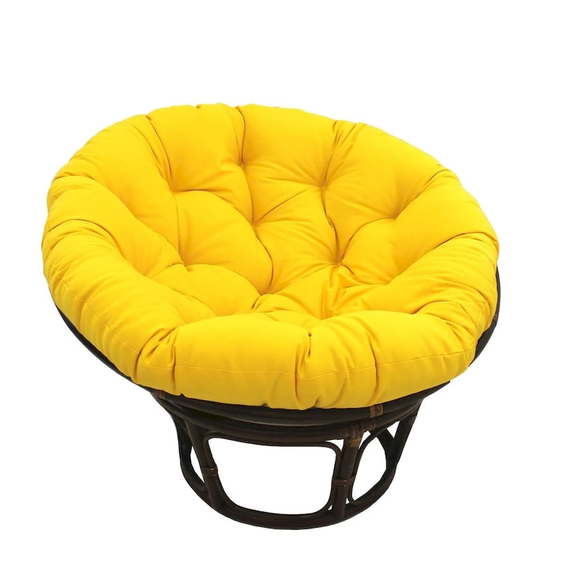 42-Inch Rattan Papasan Chair with Tufted Twill Cushion