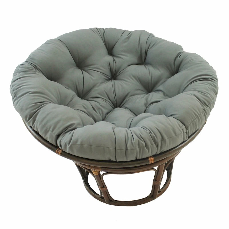 42-Inch Rattan Papasan Chair with Tufted Twill Cushion