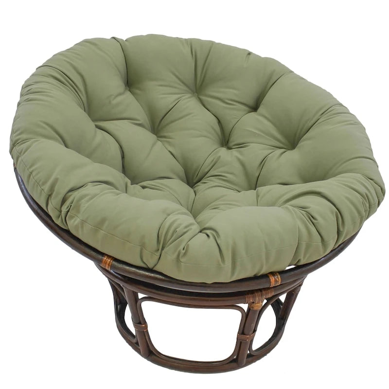 42-Inch Rattan Papasan Chair with Tufted Twill Cushion