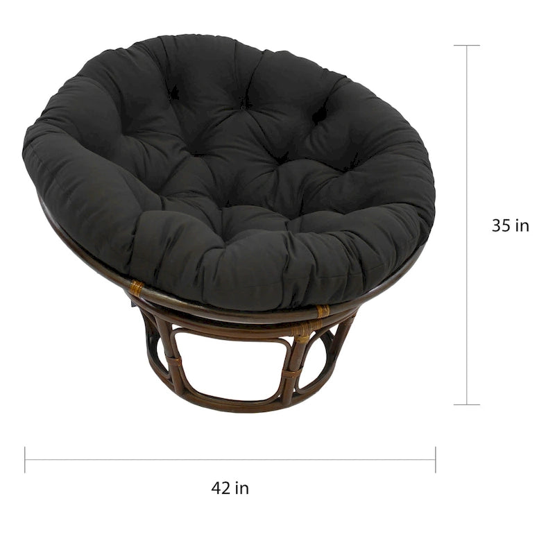 42-Inch Rattan Papasan Chair with Tufted Twill Cushion
