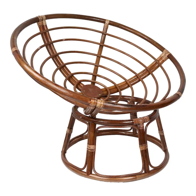 42-Inch Rattan Papasan Chair with Tufted Twill Cushion
