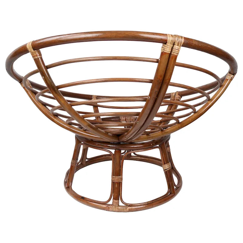 42-Zoll-Papasan-Sessel aus Rattan mit getuftetem Köperstoff-Sitzkissen