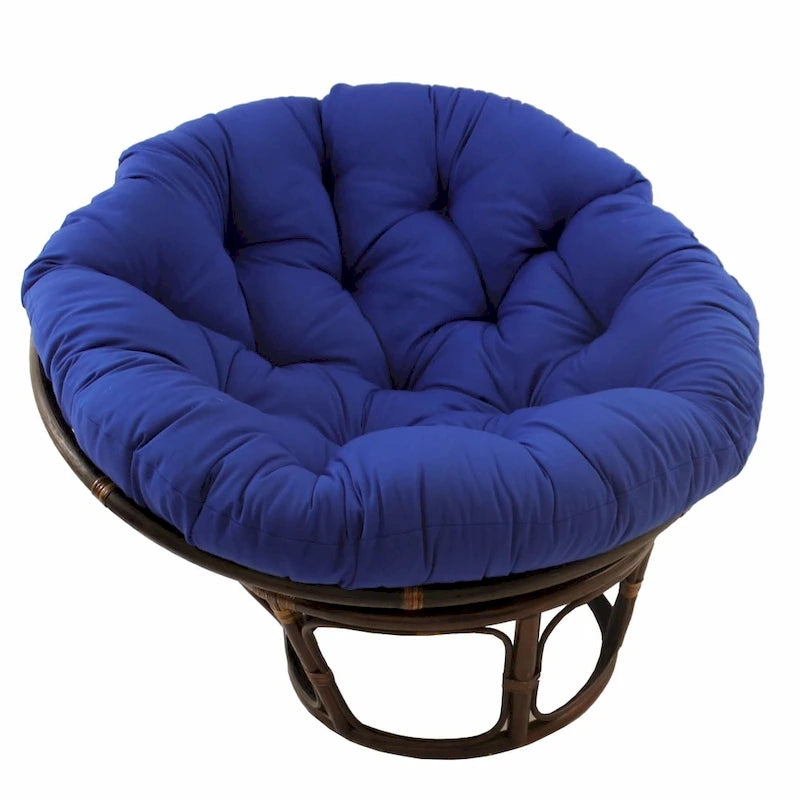 42-Inch Rattan Papasan Chair with Tufted Twill Cushion