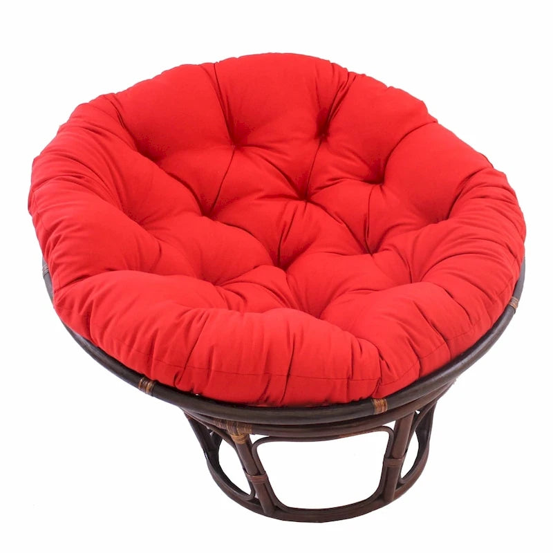 42-Zoll-Papasan-Sessel aus Rattan mit getuftetem Köperstoff-Sitzkissen