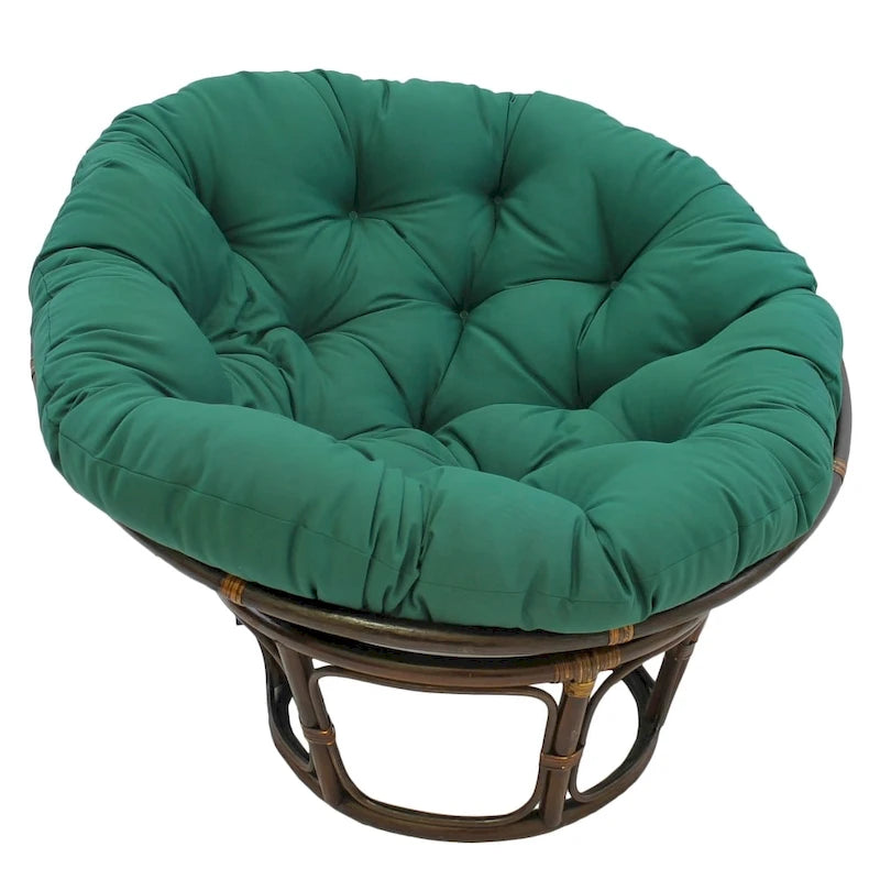 42-Zoll-Papasan-Sessel aus Rattan mit getuftetem Köperstoff-Sitzkissen