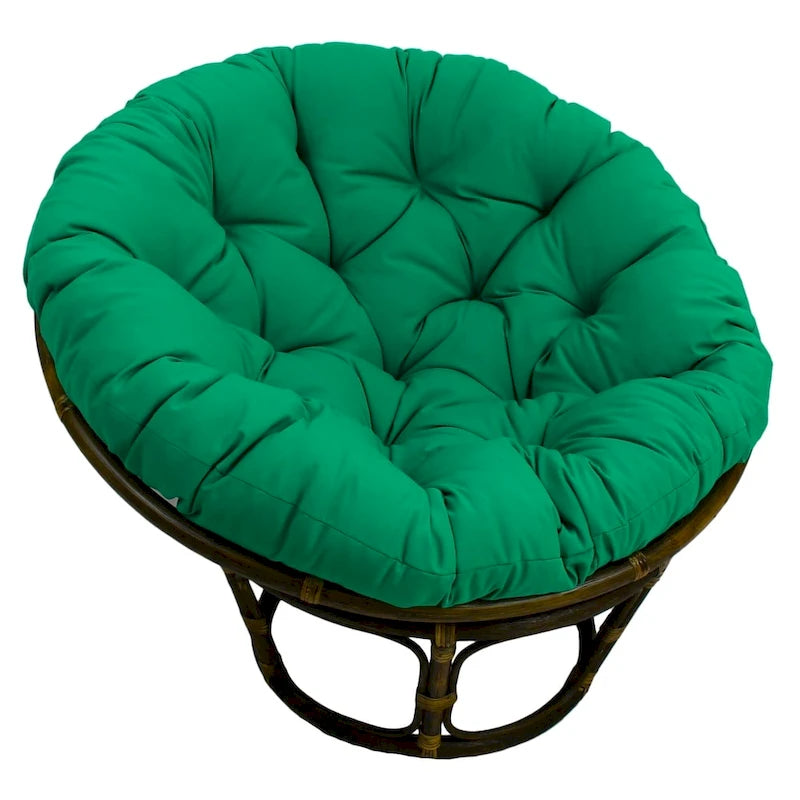 42-Zoll-Papasan-Sessel aus Rattan mit getuftetem Köperstoff-Sitzkissen