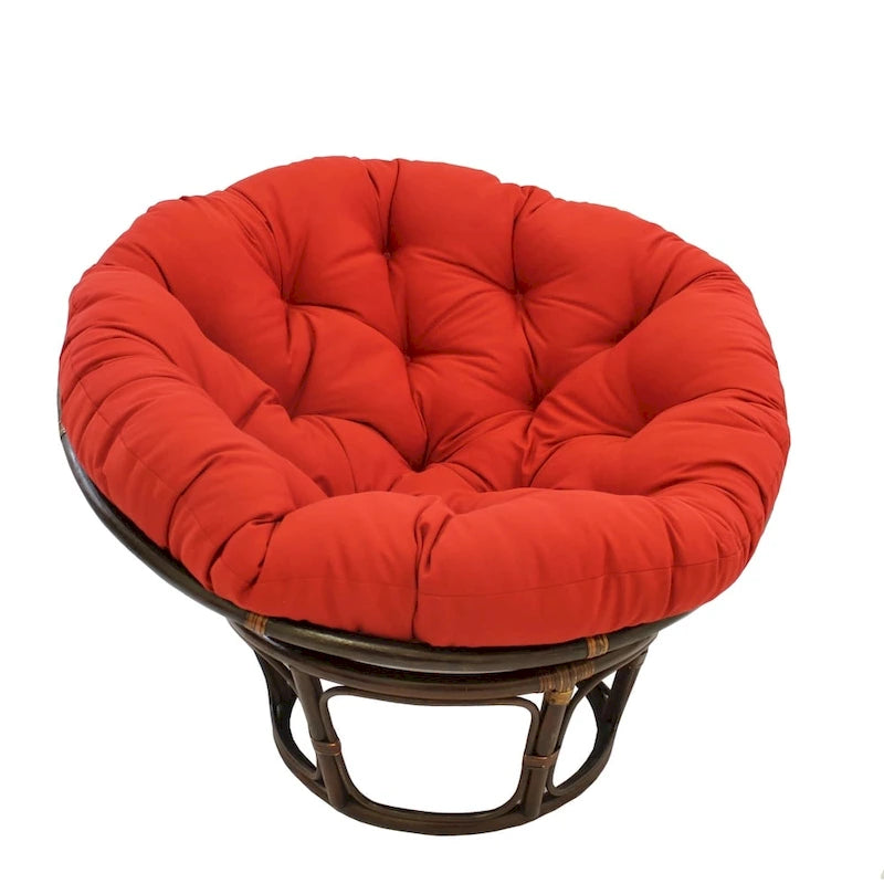 42-Zoll-Papasan-Sessel aus Rattan mit getuftetem Köperstoff-Sitzkissen