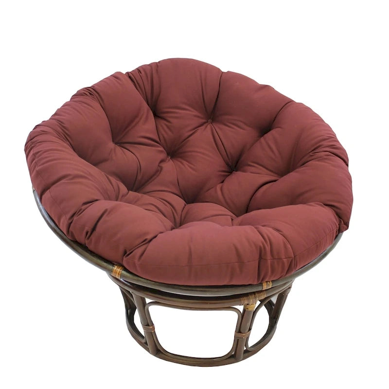 42-Zoll-Papasan-Sessel aus Rattan mit getuftetem Köperstoff-Sitzkissen