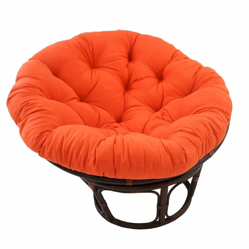 42-Zoll-Papasan-Sessel aus Rattan mit getuftetem Köperstoff-Sitzkissen