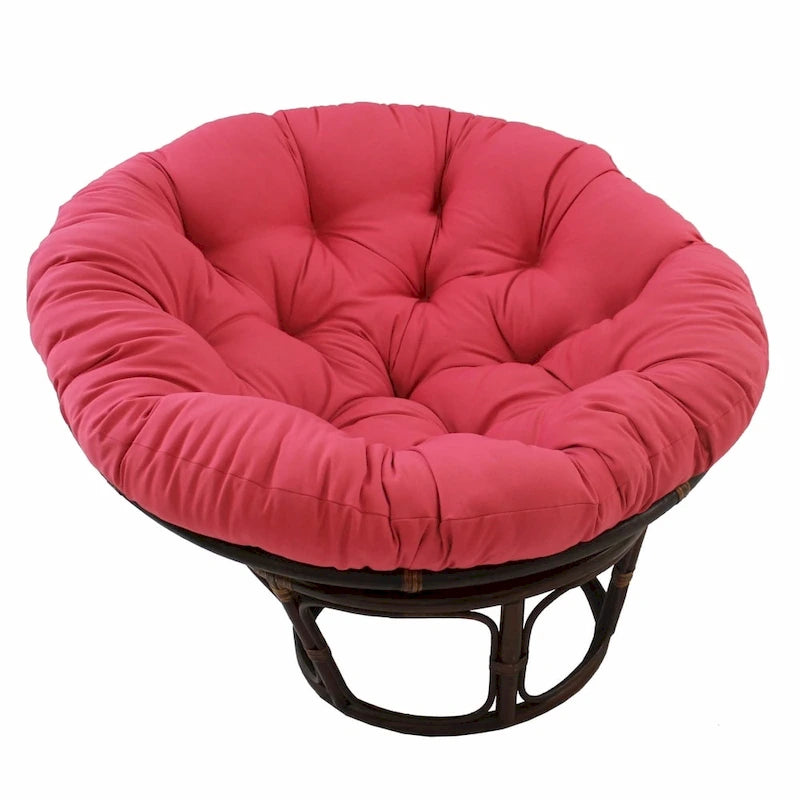 42-Zoll-Papasan-Sessel aus Rattan mit getuftetem Köperstoff-Sitzkissen