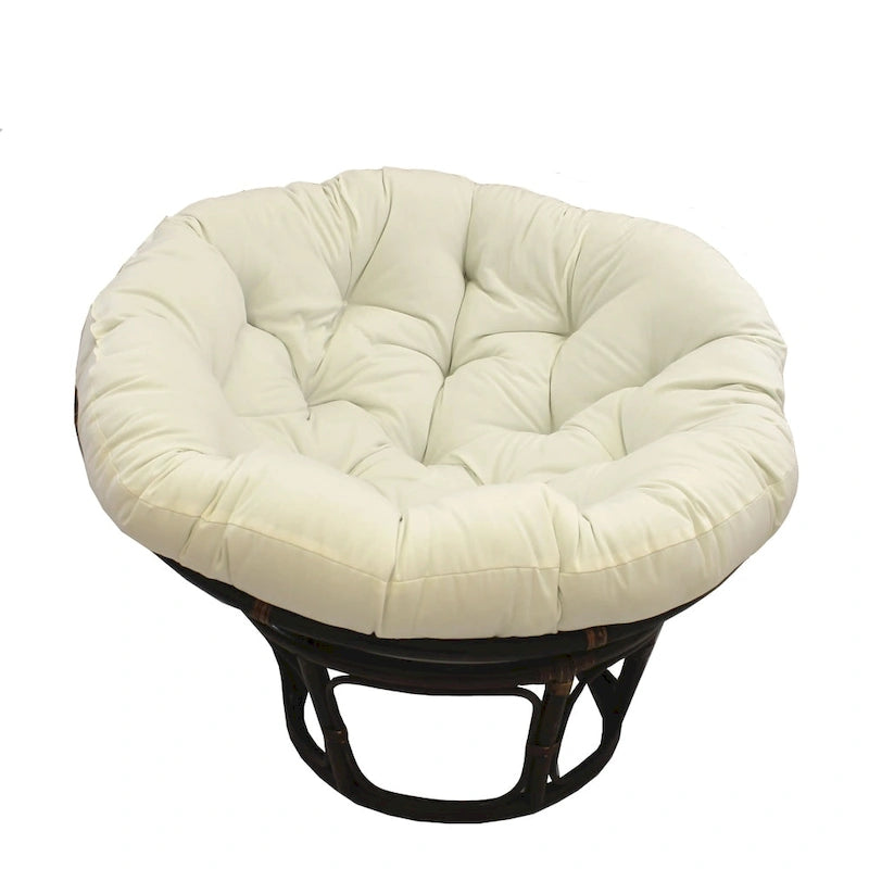 42-Zoll-Papasan-Sessel aus Rattan mit getuftetem Köperstoff-Sitzkissen