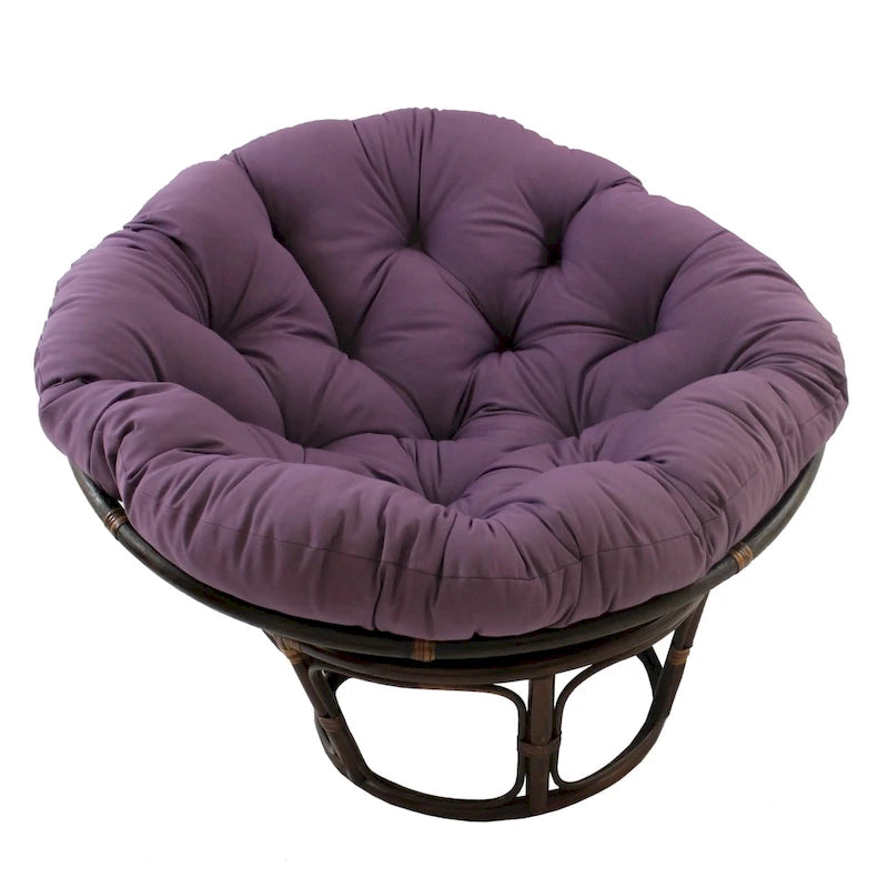 42-Zoll-Papasan-Sessel aus Rattan mit getuftetem Köperstoff-Sitzkissen