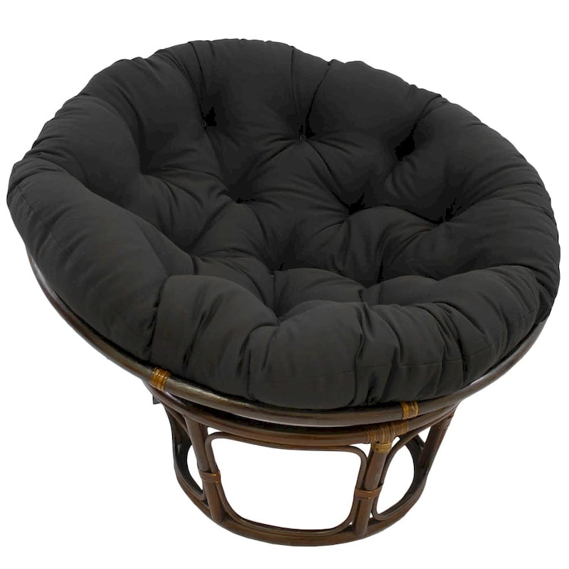 42-Zoll-Papasan-Sessel aus Rattan mit getuftetem Köperstoff-Sitzkissen