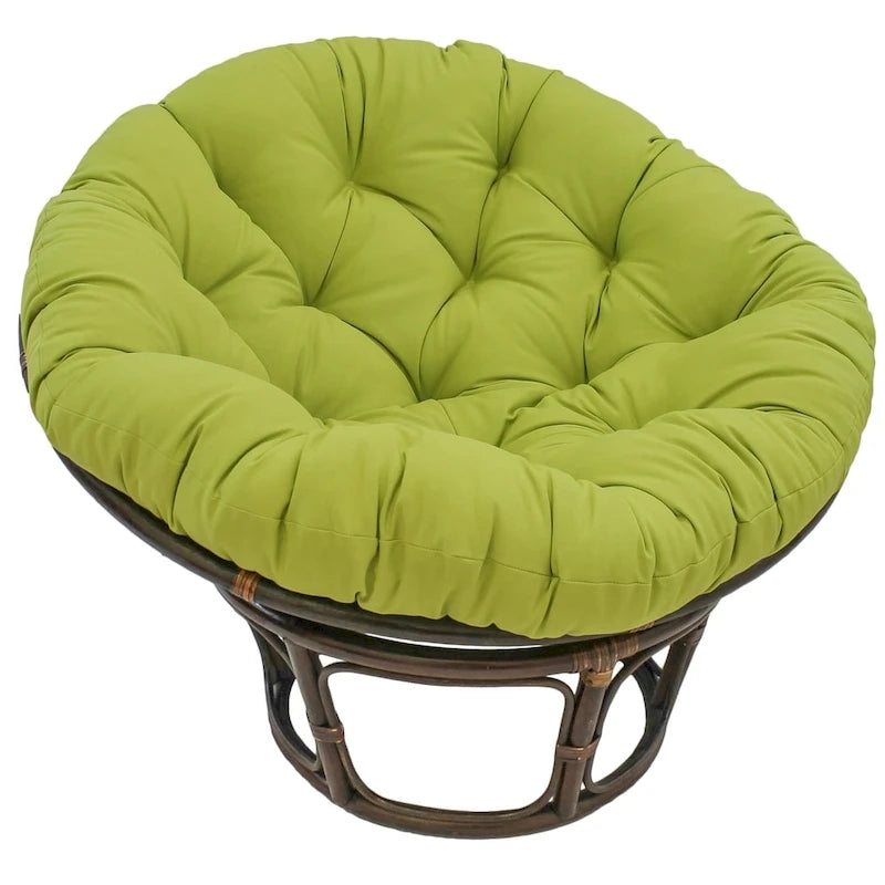 42-Zoll-Papasan-Sessel aus Rattan mit getuftetem Köperstoff-Sitzkissen
