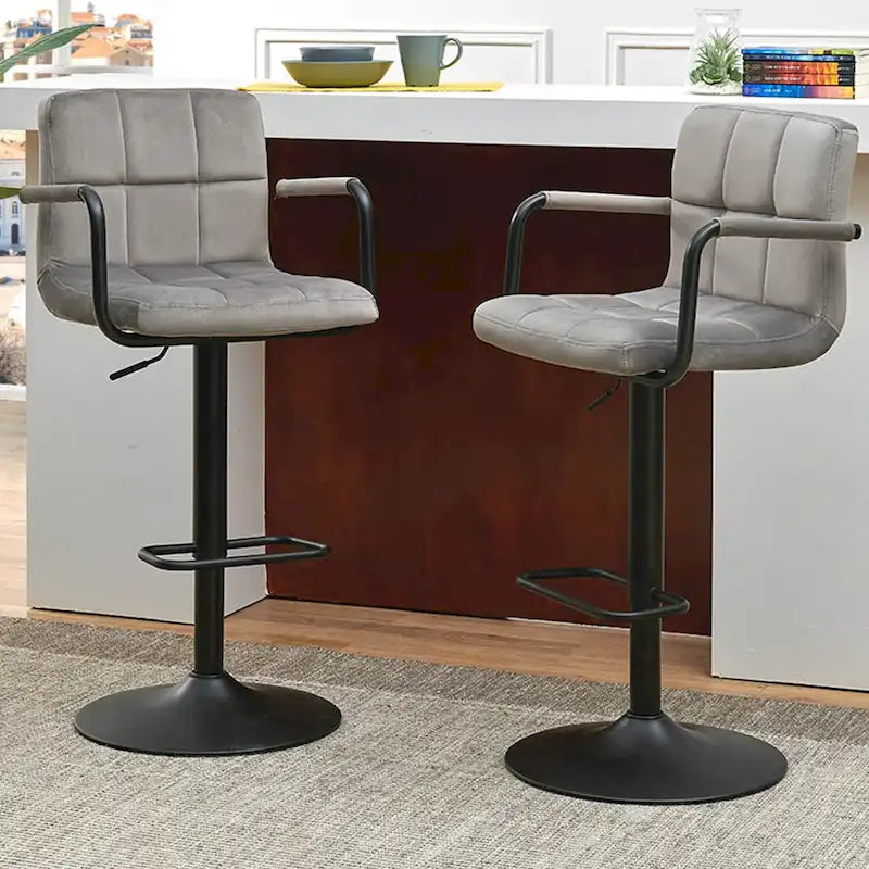 Adjustable Swivel Bar Stools with Armrests, Set of 2