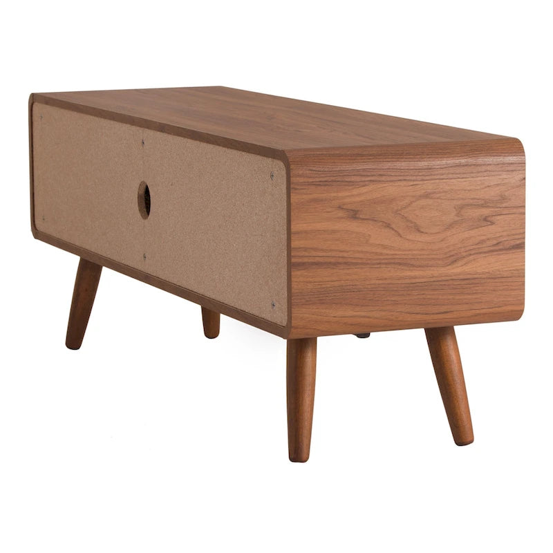 Low-Profile Slat TV Stand with Adjustable Shelves